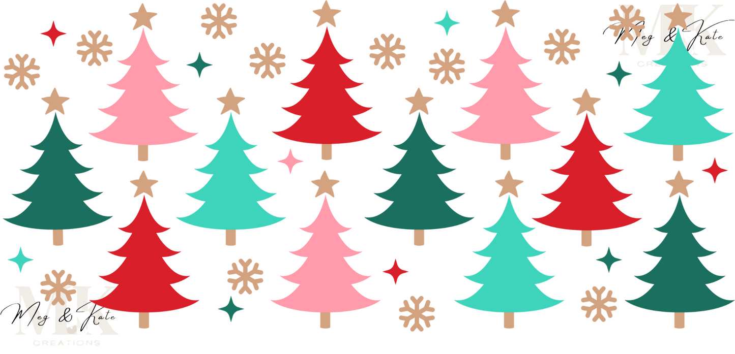 Trees in Pink,Red & Green UV DTF WRAP