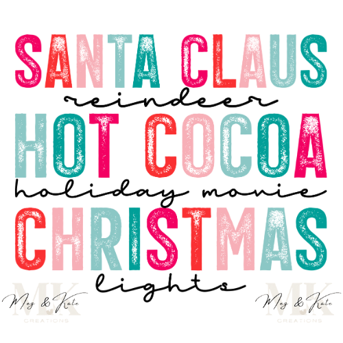 Pink Santa Reindeer Hot Cocoa DTF TRANSFER