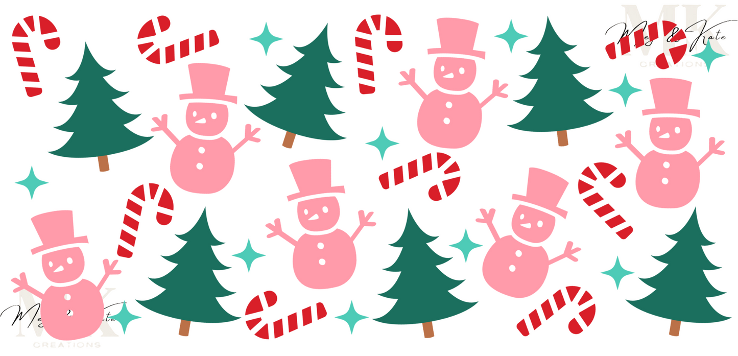 Snowmen Trees & Candy Canes UV DTF WRAP