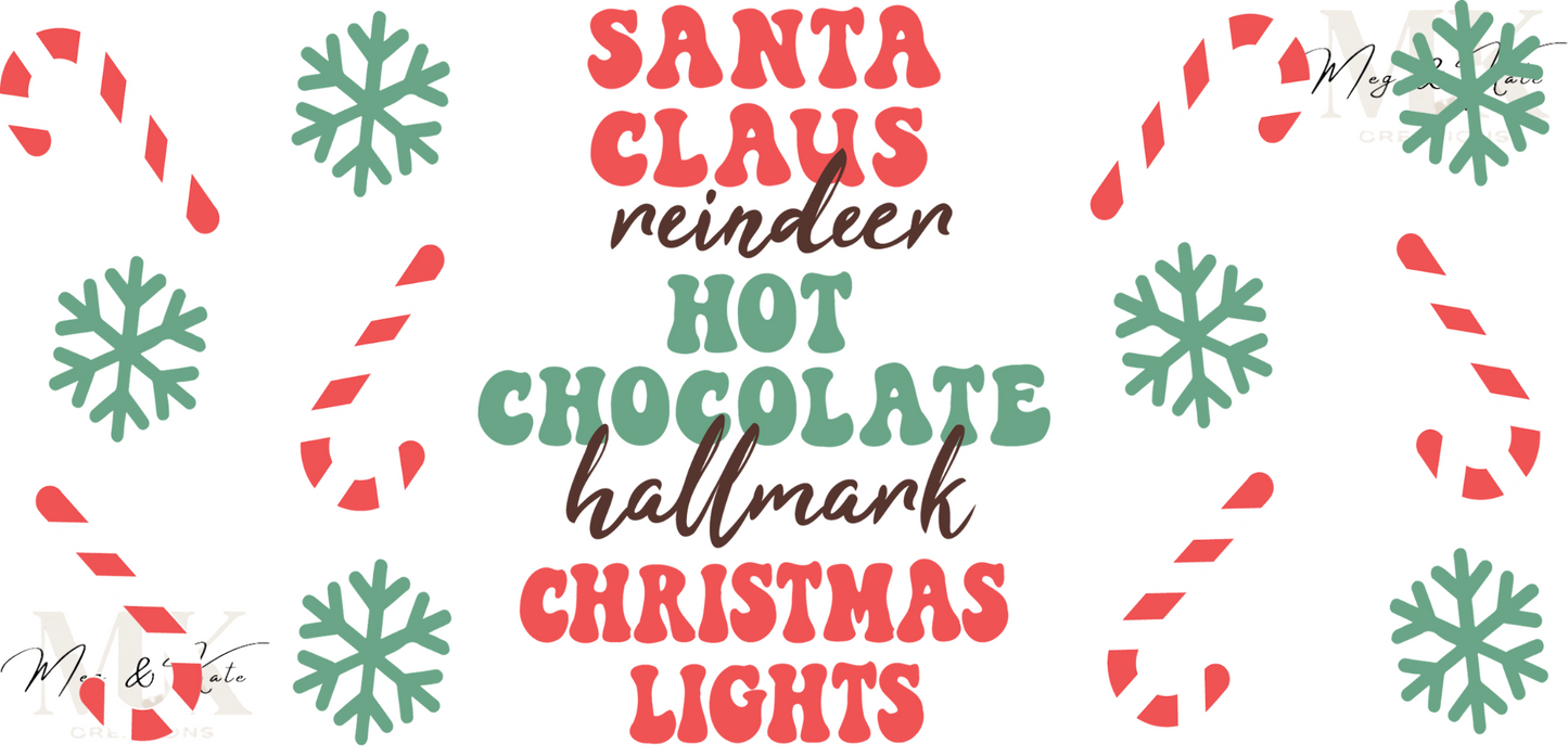 Santa Claus Hot Chocolate Christmas Lights UV DTF WRAP