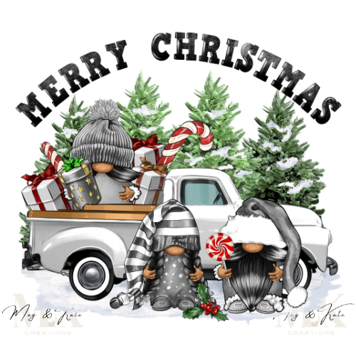 Merry Christmas Gnomes Truck DTF TRANSFER