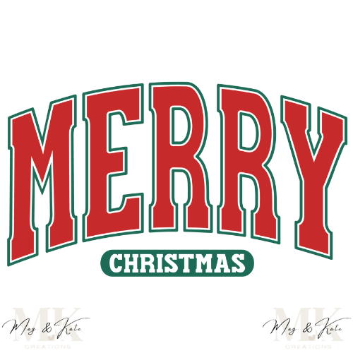 Merry Christmas in Red & Green DTF TRANSFER