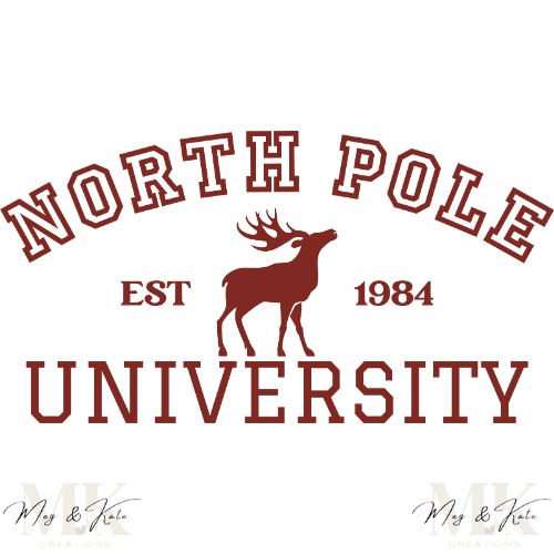 North Pole University in Red DTF TRANSFER