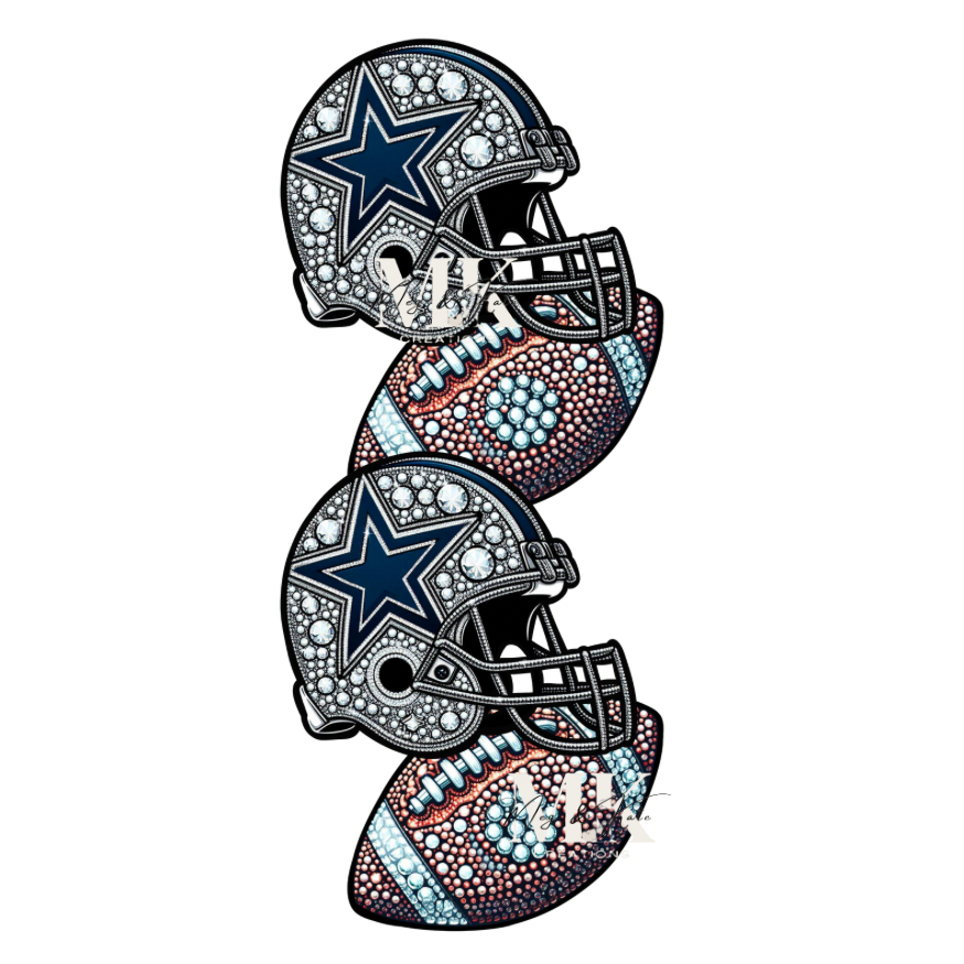 Cowboys helmets/footballs rhinestone DTF TRANSFER