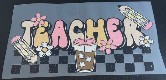 Retro Teacher Glitter Screen Print