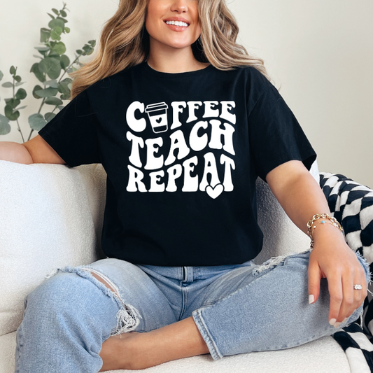 Coffee Teach Repeat in White