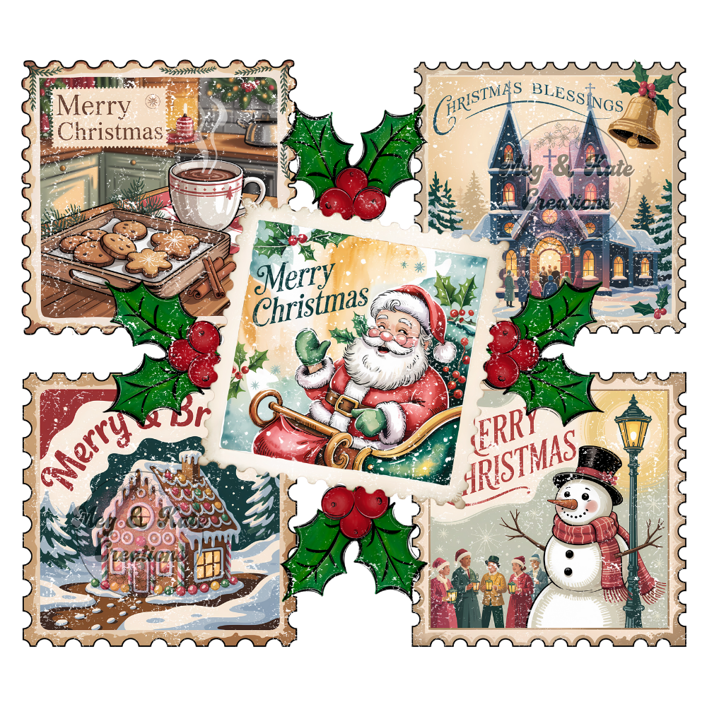 Christmas Stamps DTF TRANSFER