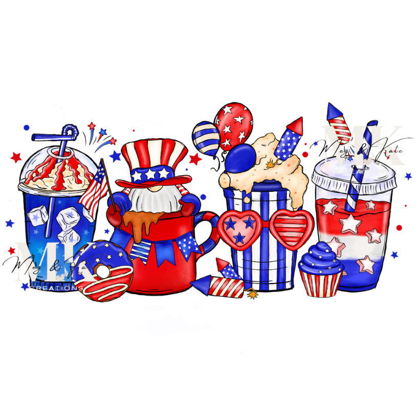 4th of July Cups DTF TRANSFER