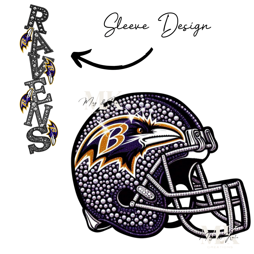 Ravens rhinestone w/ sleeve  DTF TRANSFER