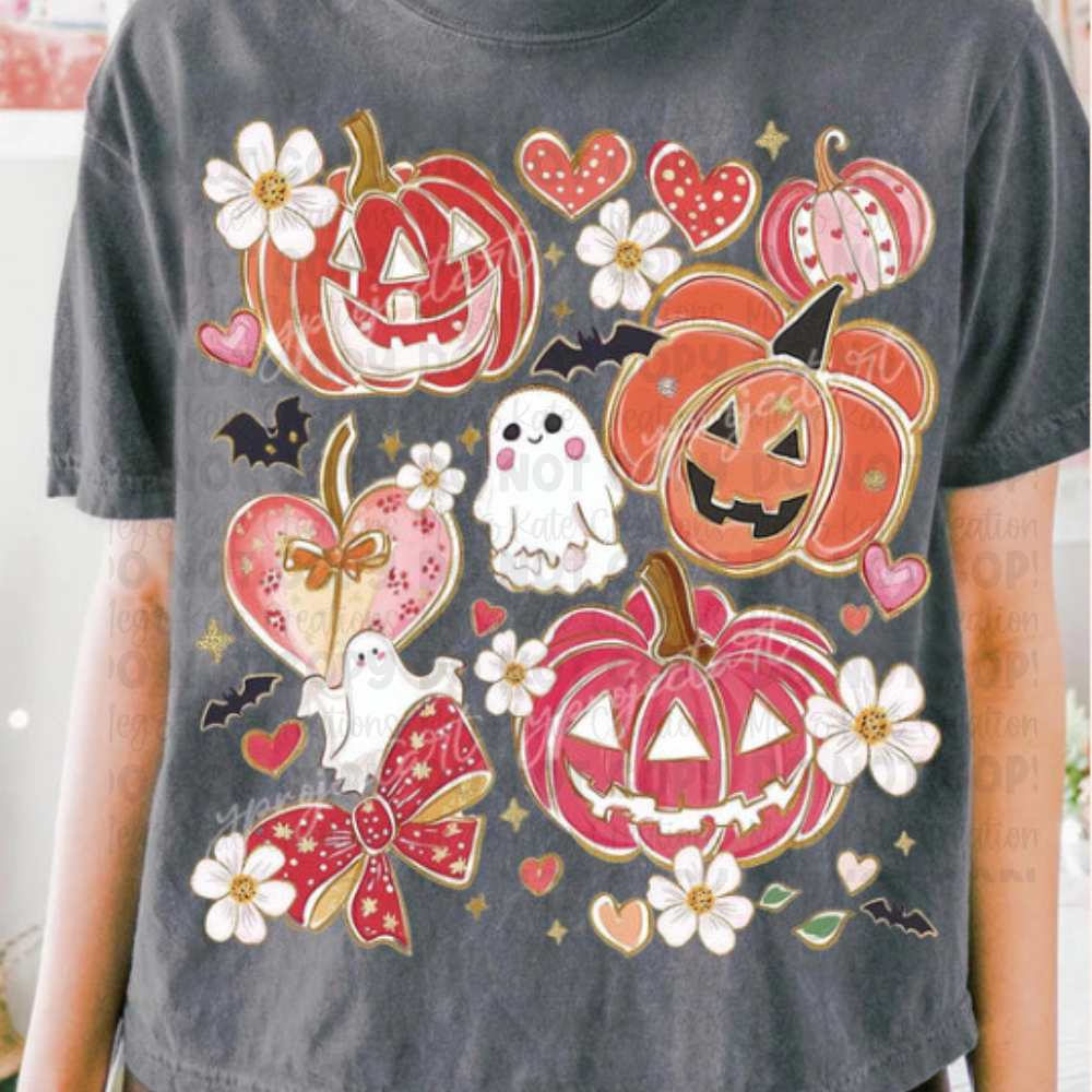 *PREORDER* Pumpkin & Ghost Collage Glitter Screen Print