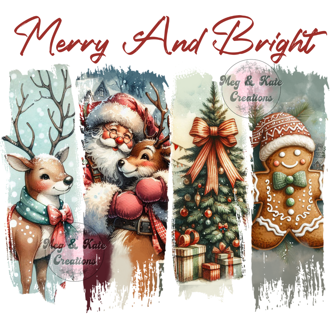Vintage Merry and Bright DTF TRANSFER
