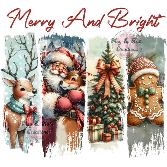 Vintage Merry and Bright DTF TRANSFER