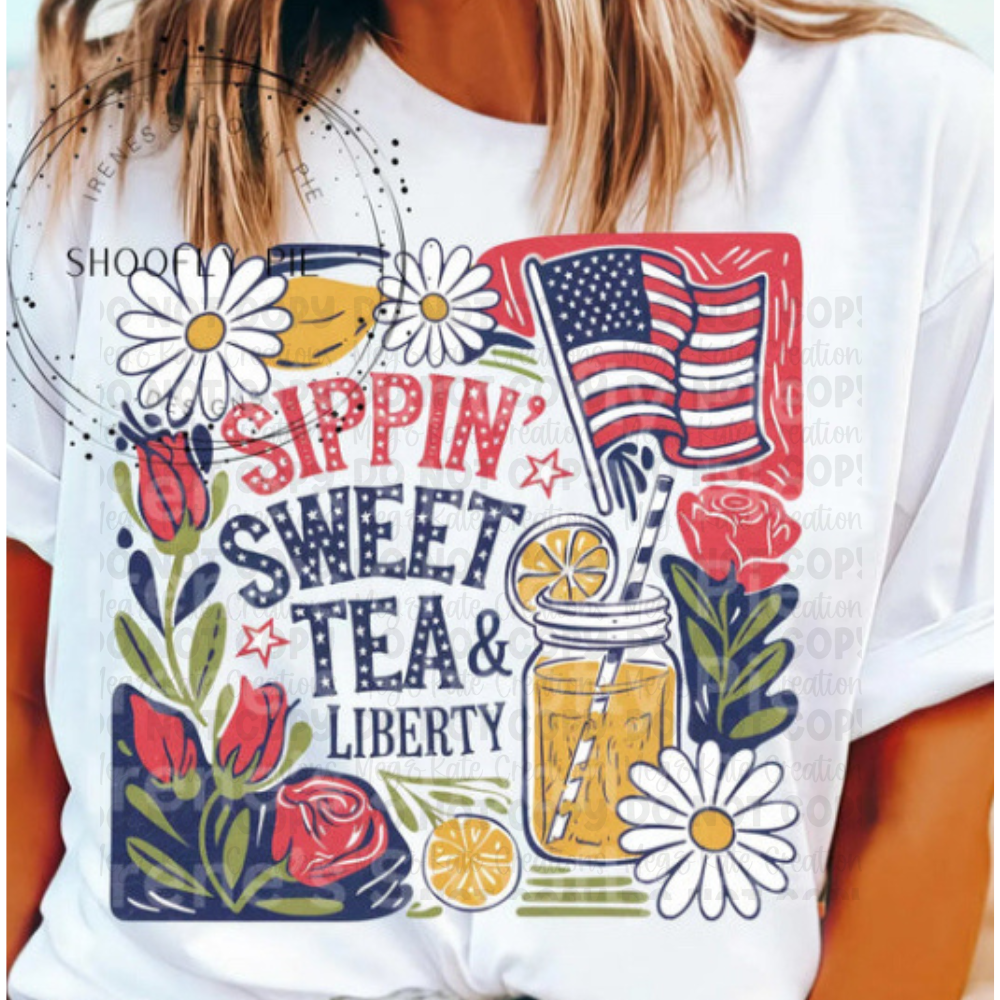 *PREORDER* Sippin Sweet Tea & Liberty Glitter Screen Print
