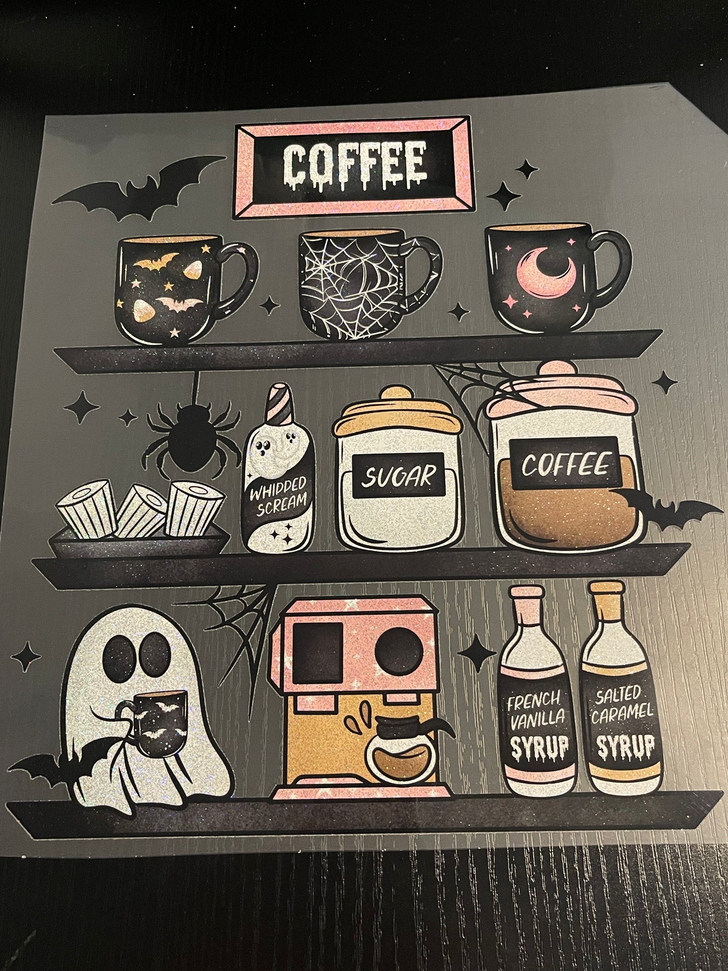 Halloween Coffee Bar Glitter Screen Print