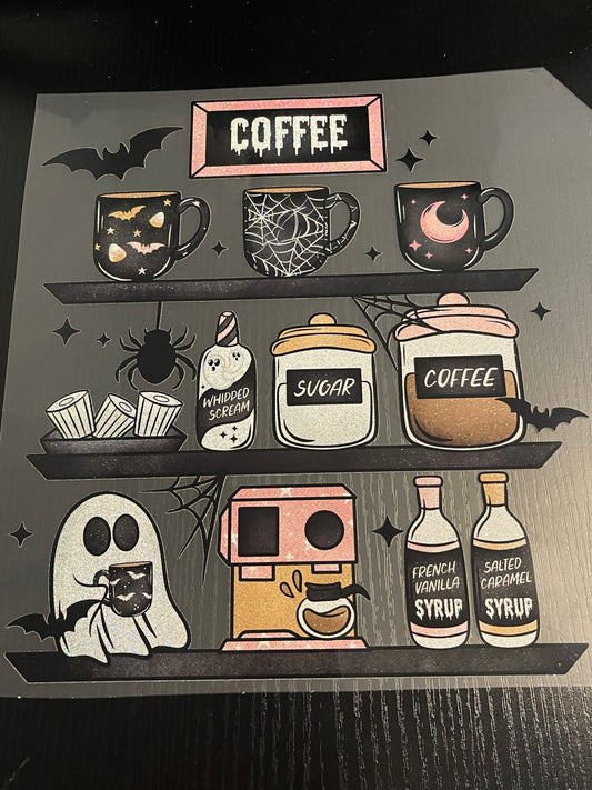 Halloween Coffee Bar Glitter Screen Print