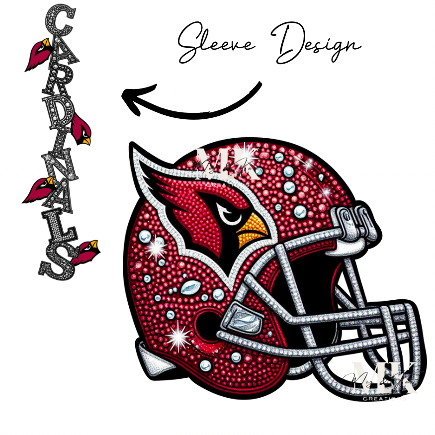 Cardinals rhinestone w/ sleeve  DTF TRANSFER