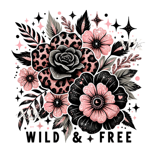 Wild & Free (Pink and Black) DTF TRANSFER