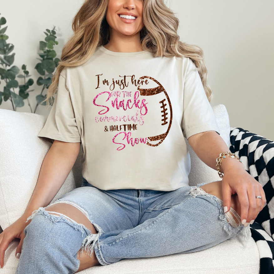 I'm Just Here for the Snacks, Commercials, & Halftime Show FAUX GLITTER