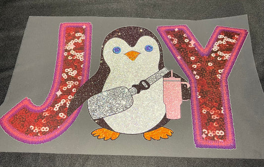 Joy Penguin Glitter Screen Print