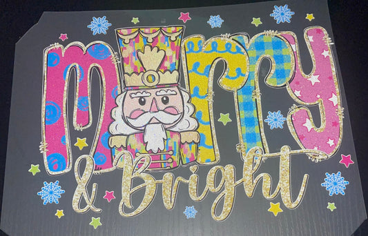Merry & Bright Nutcracker Glitter Screen Print