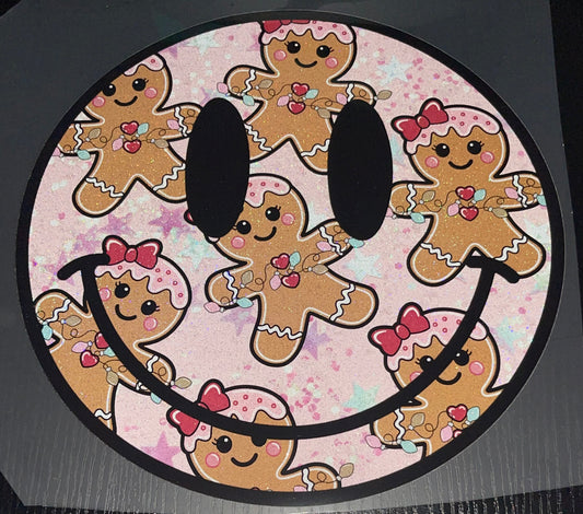 Pink Gingerbread Smiley Glitter Screen Print