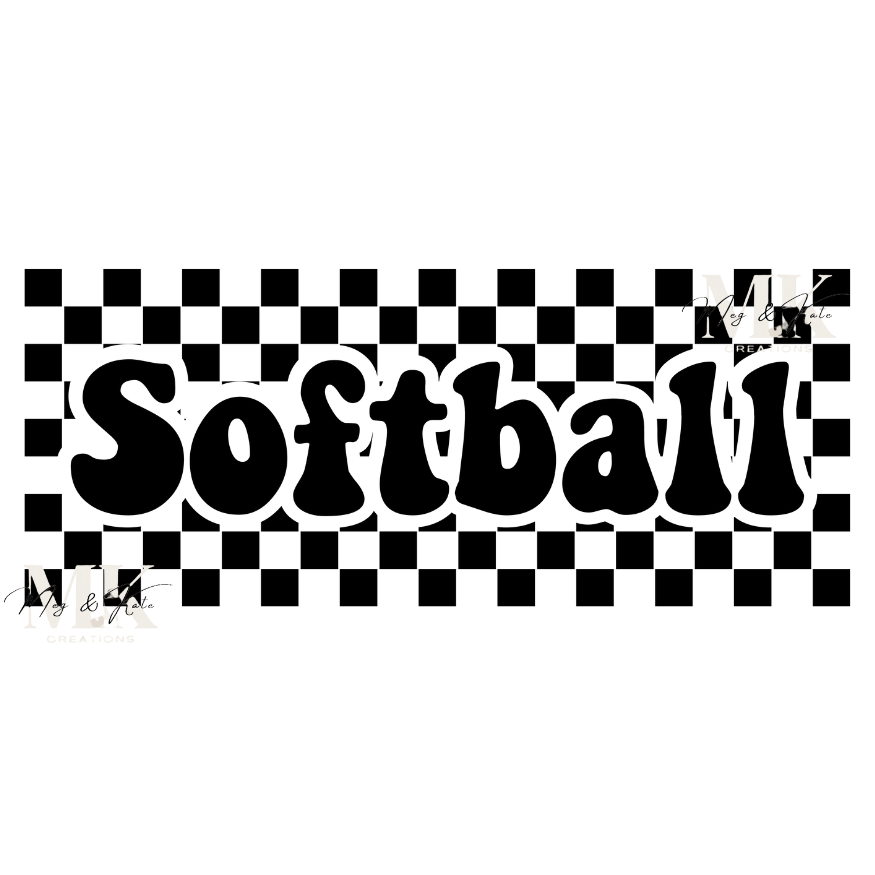 Softball Checkered DTF TRANSFER