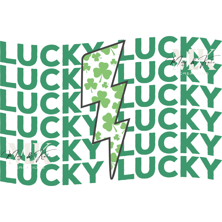 Lucky With Lightning Bolt DTF TRANSFER