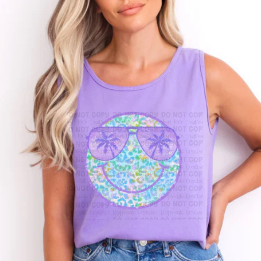 *PREORDER* Cool Tone Smiley Glitter Screen Print
