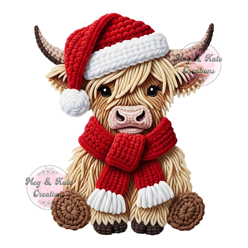 Faux Yarn Light Brown Highland Cow DTF TRANSFER