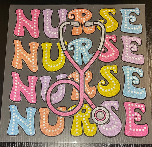 Nurse Stacked Glitter Screen Print