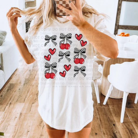 *PREORDER* Checkered Bows & Cherries Glitter Screen Print