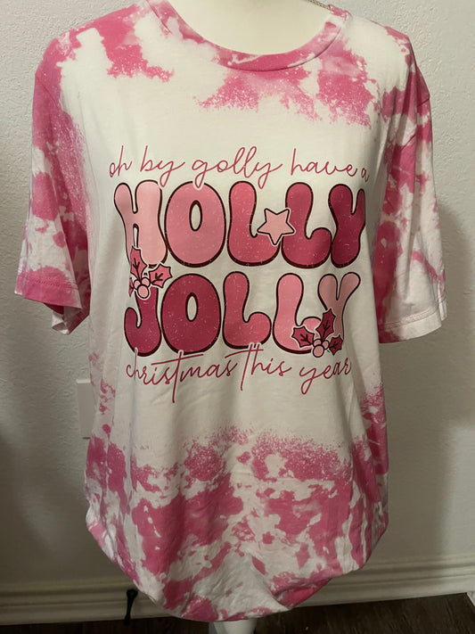 Pink Holly Jolly (Bleached) (Size XL)