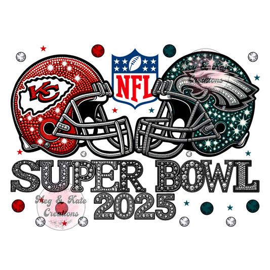 Super Bowl 2025 Faux Rhinestones DTF TRANSFER