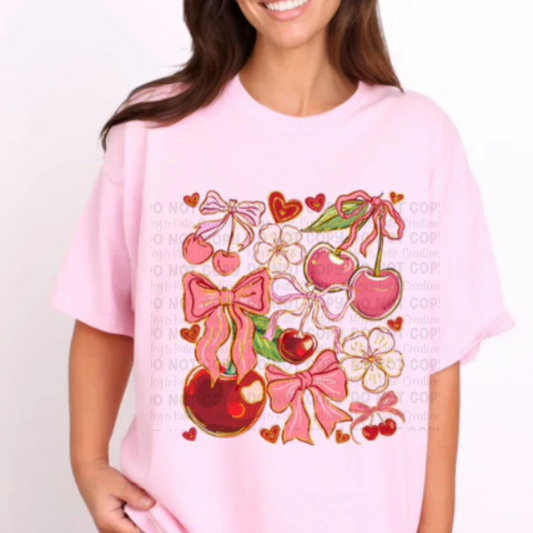 *PREORDER* Cherries & Bows Collage Glitter Screen Print