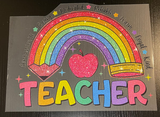 Teacher Rainbow Glitter Screen Print