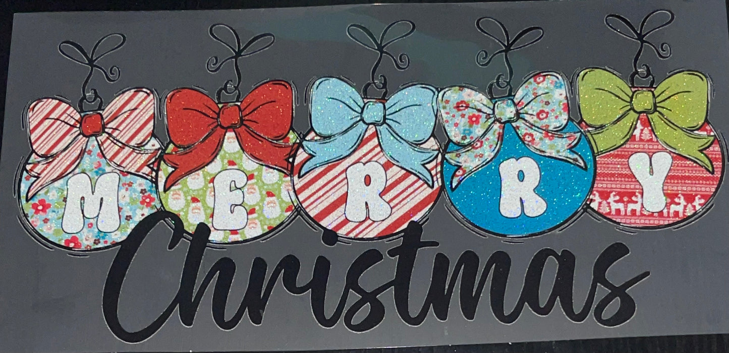 Merry Christmas Ornaments Glitter Screen Print