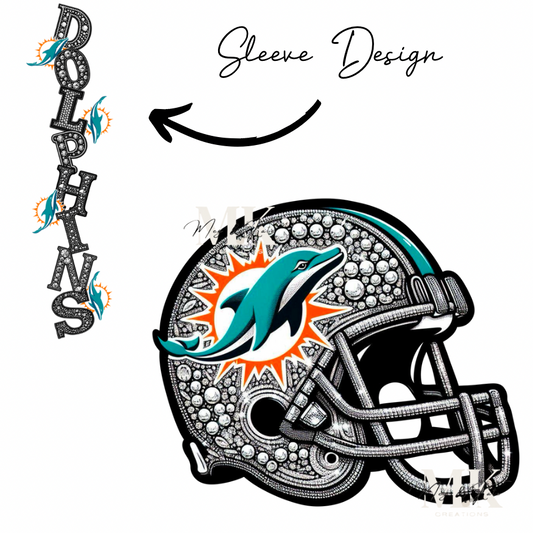 Dolphins rhinestone w/ sleeve  DTF TRANSFER