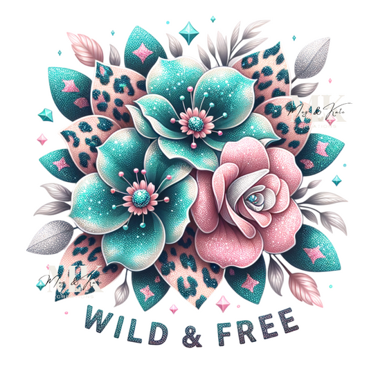 Wild & Free (Pink and Turquoise) DTF TRANSFER