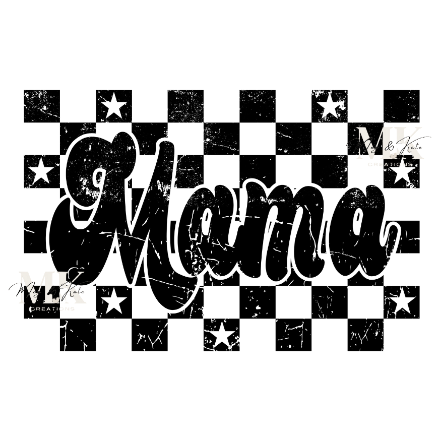 Checkered Mama with Stars DTF TRANSFER