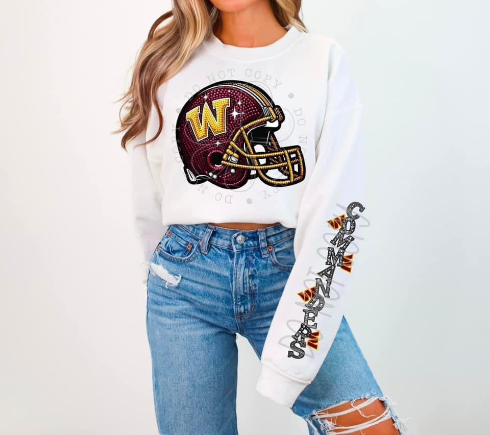 Commanders helmet rhinestone w/ sleeve