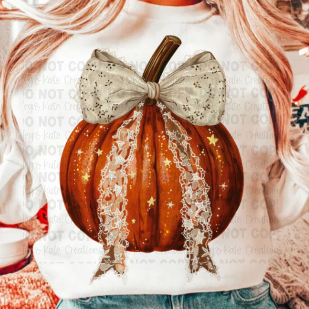 *PREORDER* Pumpkin with Bow Glitter Screen Print