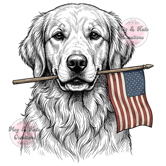 Flag Dog DTF TRANSFER