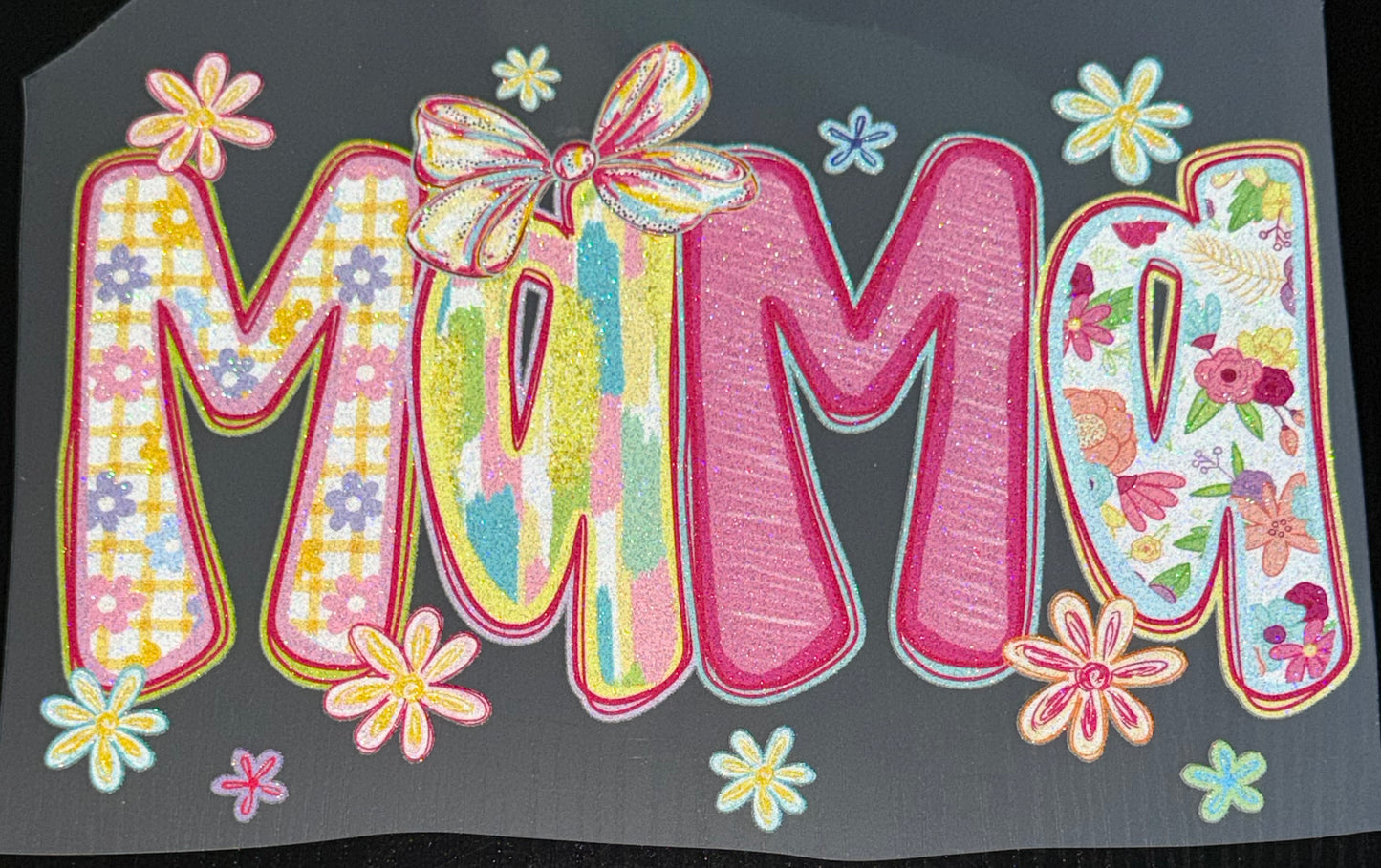 Mama Flowers Glitter Screen Print