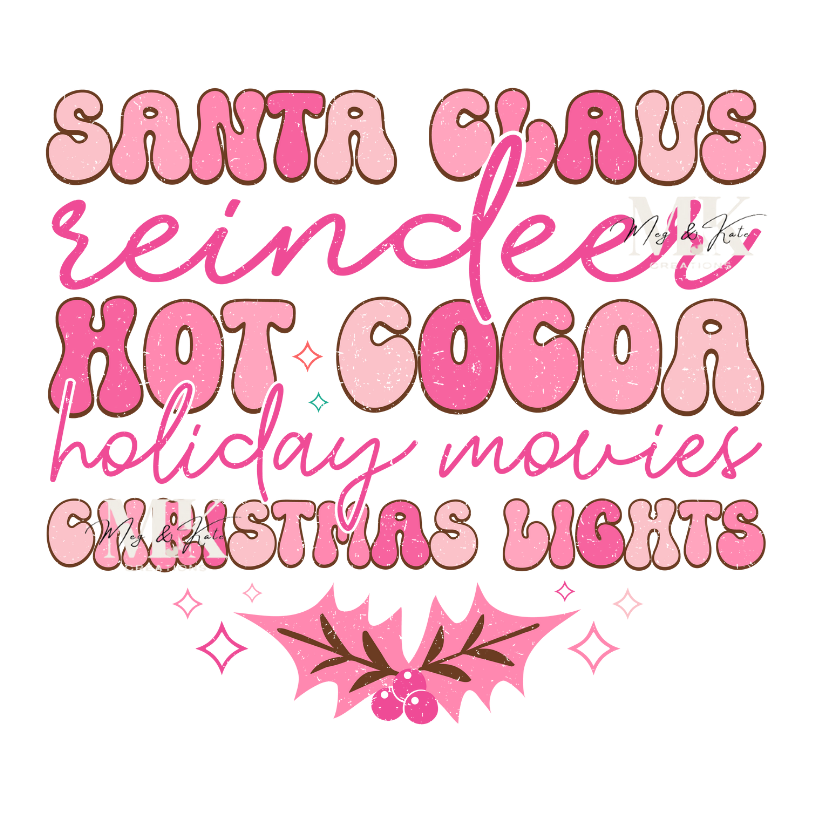 Pink Christmas List DTF TRANSFER