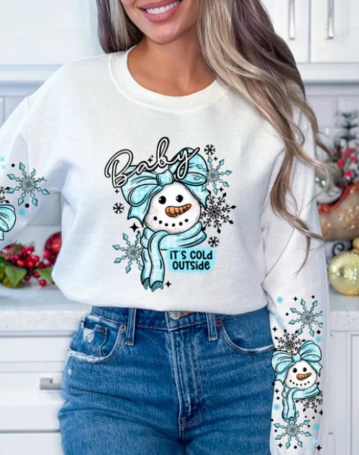 Baby It’s Cold Outside with 2 Sleeves Glitter Screen Print