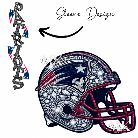 Patriots rhinestone w/ sleeve  DTF TRANSFER