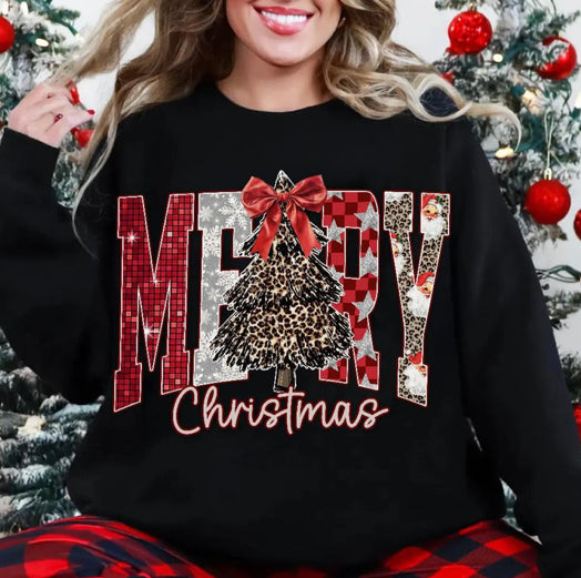 Merry Silver & Red Glitter Screen Print