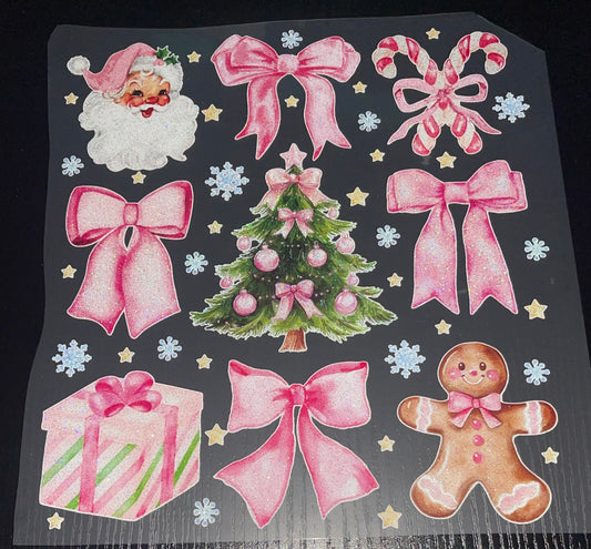 Pink Christmas Coquette Glitter Screen Print