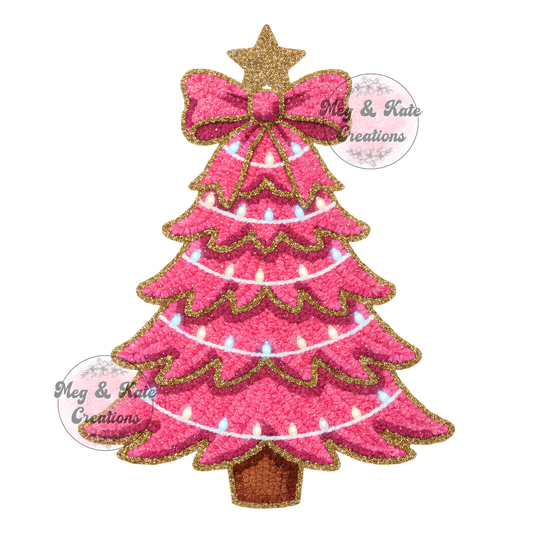 Faux Yarn Pink Tree DTF TRANSFER