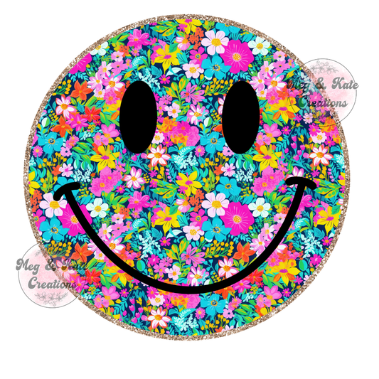 Floral Smiley DTF TRANSFER